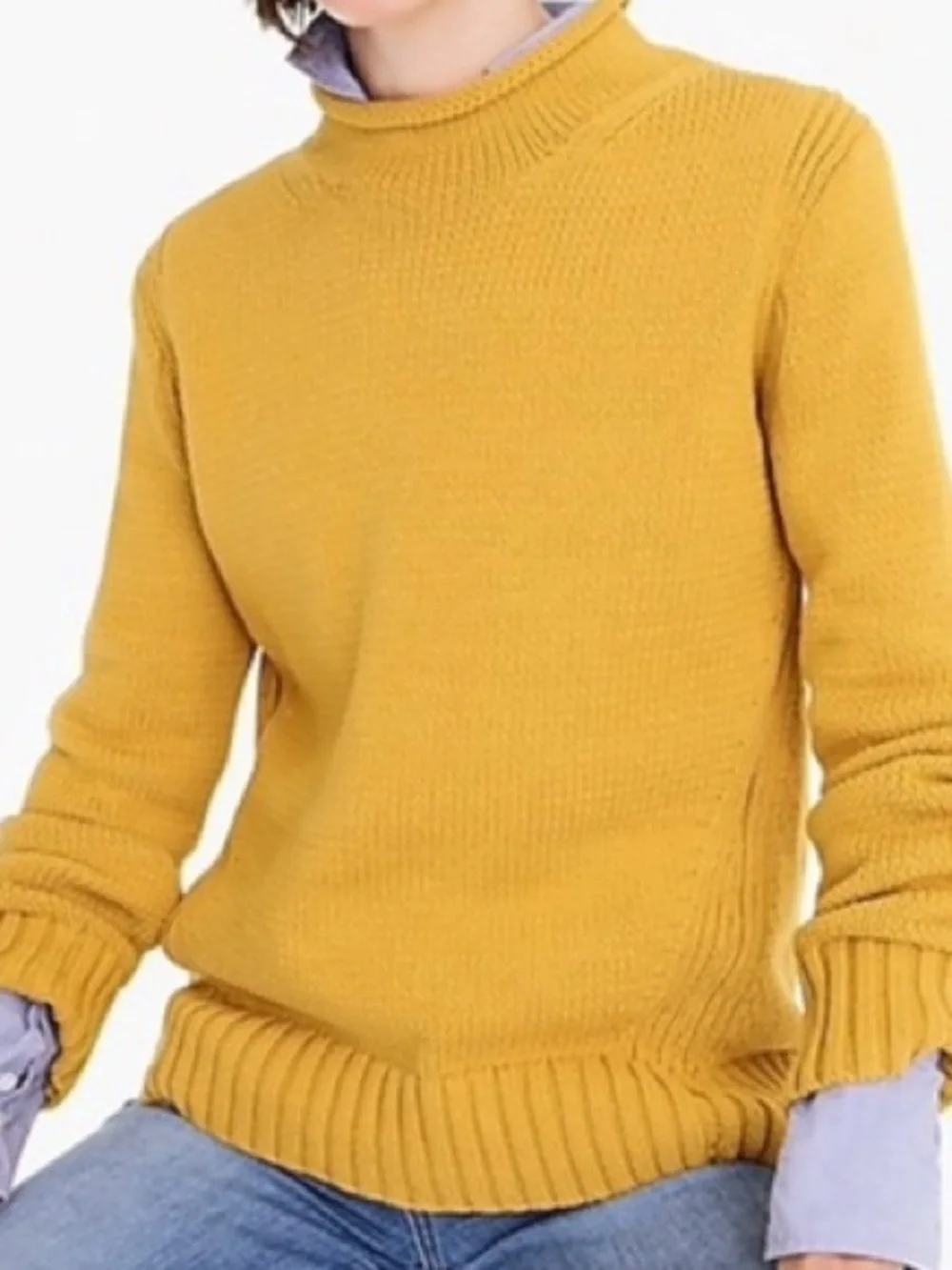J. Crew Always 1988 Roll Neck Oarsman Fisherman Knit Sweater Yellow XSmall